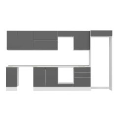 Alvinka 390X222 Cm High Gloss Mutfak Dolabı Mb-E90S40S60-2 High Gloss | Antrasit - Mdf