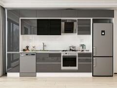 Alvinka 385X240 Cm High Gloss Mutfak Dolabı Mbb-E90B45S50-3 High Gloss | Antrasit - Mdf