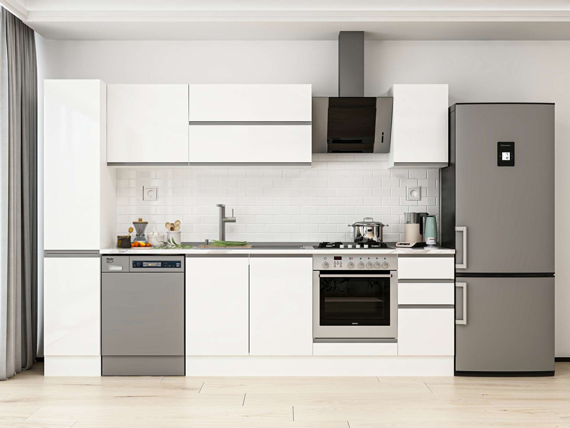 Alvinka 280X210 Cm High Gloss Mutfak Dolabı Mb-E80B40S40-2 High Gloss | Beyaz - Suntalam