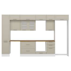 Alvinka 385X240 Cm Klasik Mebran Mutfak Dolabı Beyaz Beyaz Mbb-E90B45S50-3 Mebran | Kumtaşı - Mdf