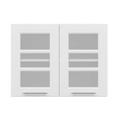 Alvinka Mutfak Modül Mbr_C Üst 2Dk1R 80-H60Cm Dolap Cam Beyaz Beyaz Mdf