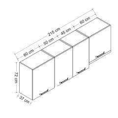 Minar 215 Cm Mutfak Dolabı Beyaz 215-B4-Üst Modül