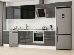 Alvinka 390X222 Cm High Gloss Mutfak Dolabı Mb-E90S40S60-3 High Gloss | Antrasit - Suntalam