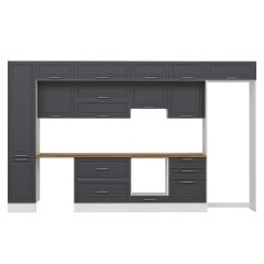 Alvinka 395X240 Cm Klasik Mebran Mutfak Dolabı Beyaz Beyaz Mbb-E90B45S60-1 Mebran | Antrasit - Suntalam