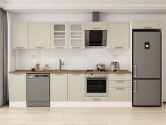 Alvinka 385X222 Cm Klasik Mebran Mutfak Dolabı Mb-E80S45S60-3 Mebran | Kumtaşı - Mdf