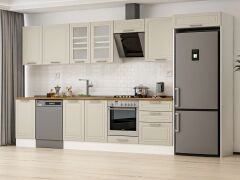 Alvinka 385X222 Cm Klasik Mebran Mutfak Dolabı Mb-E80S45S60-3 Mebran | Kumtaşı - Mdf