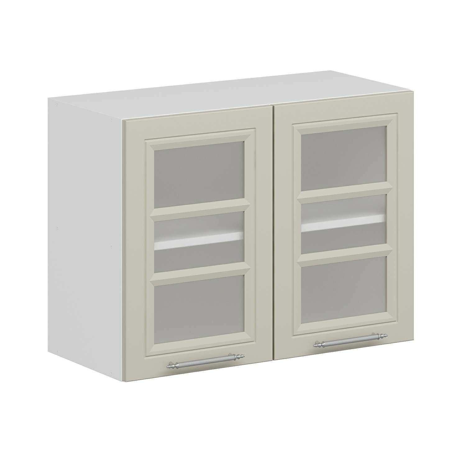 Alvinka Mutfak Modül Mbr_C Üst 2Dk1R 80-H60Cm Dolap Cam Beyaz Kumtaşı Suntalam