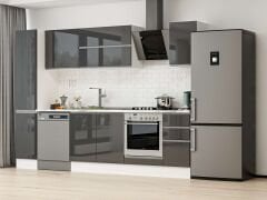 Alvinka 280X210 Cm High Gloss Mutfak Dolabı Mb-E80B40S40-2 High Gloss | Antrasit - Mdf