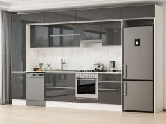 Alvinka 395X240 Cm High Gloss Mutfak Dolabı Mbb-E90B45S60-1 High Gloss | Antrasit - Mdf