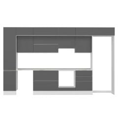 Alvinka 395X240 Cm High Gloss Mutfak Dolabı Mbb-E90B45S60-1 High Gloss | Antrasit - Mdf