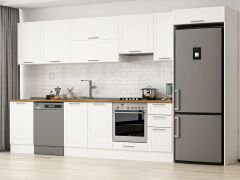 Alvinka 370X222 Cm Klasik Mebran Mutfak Dolabı Mb-E80S50S40-1 Mebran | Beyaz - Suntalam