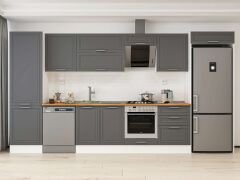 Alvinka 410X222 Cm Klasik Mebran Mutfak Dolabı Mbb-E90B60S60-2 Mebran | Antrasit - Mdf