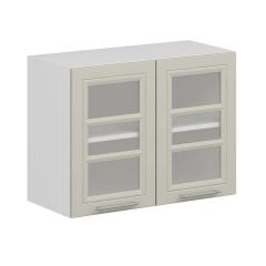 Alvinka Mutfak Modül Mbr_C Üst 2Dk1R 80-H60Cm Dolap Cam Beyaz Kumtaşı Mdf