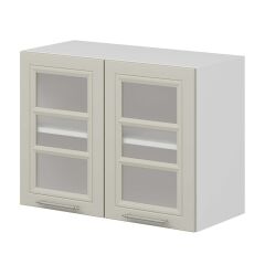 Alvinka Mutfak Modül Mbr_C Üst 2Dk1R 80-H60Cm Dolap Cam Beyaz Kumtaşı Mdf