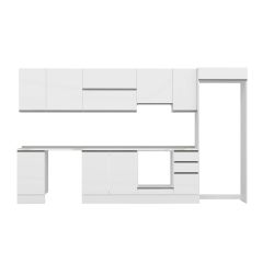 Alvinka 375X222 Cm High Gloss Mutfak Dolabı Mb-E90S45S40-1 High Gloss | Beyaz - Suntalam