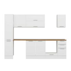 Alvinka 280X210 Cm Klasik Mebran Mutfak Dolabı Mb-E80B40S40-2 Mebran | Beyaz - Mdf