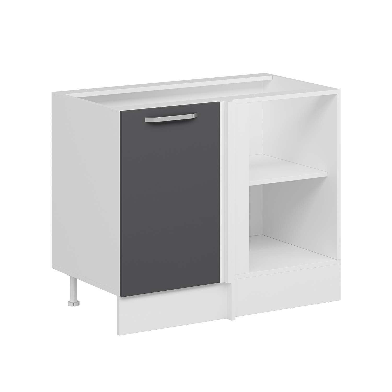 Alvinka Mutfak Modül Duz Alt 1K1R 105Cm Köşe Dolap Beyaz Antrasit Suntalam