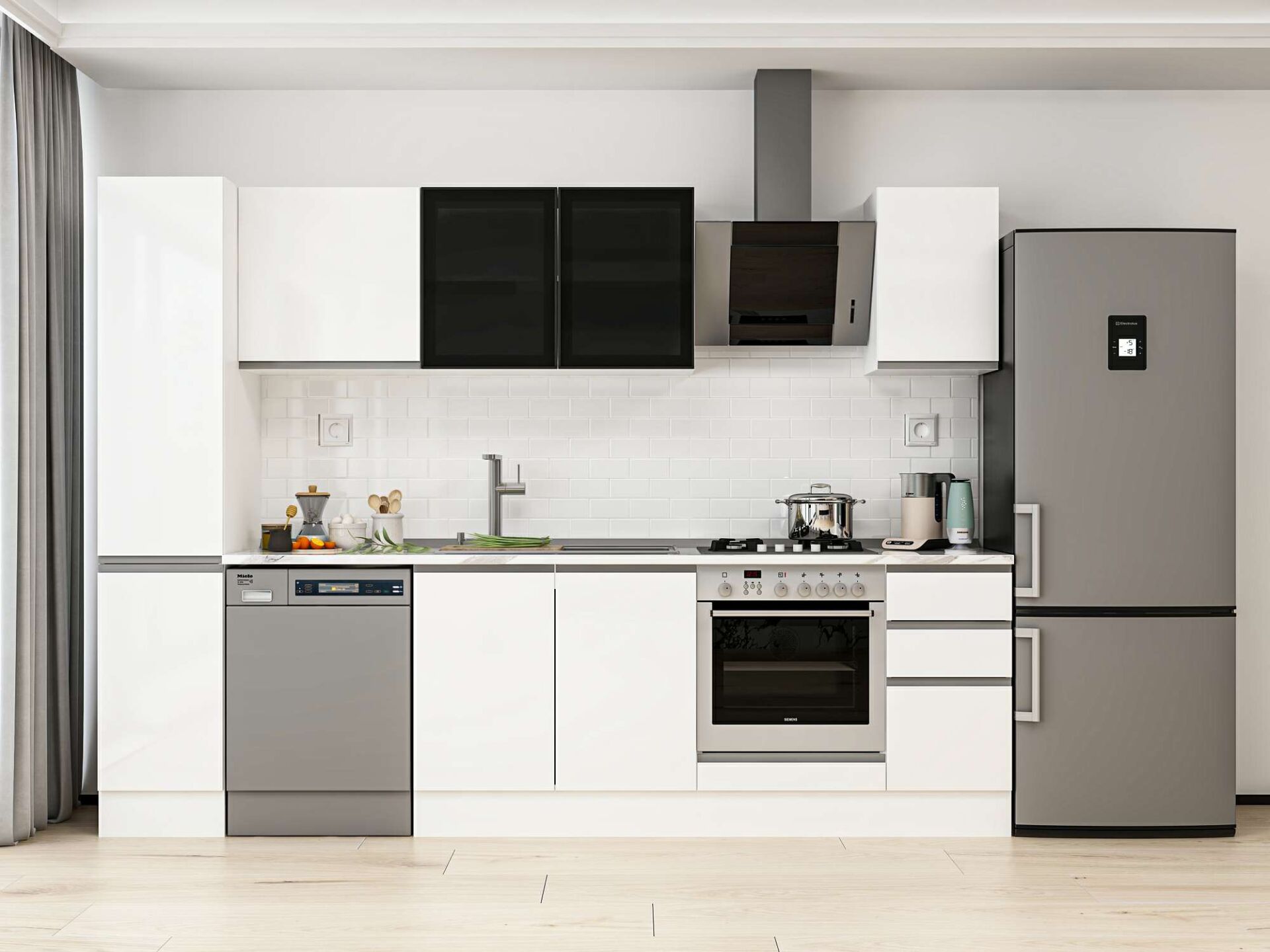 Alvinka 280X210 Cm High Gloss Mutfak Dolabı Mb-E80B40S40-3 High Gloss | Beyaz - Mdf