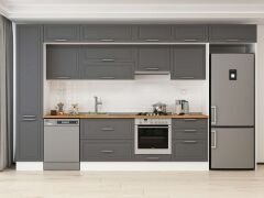 Alvinka 395X240 Cm Klasik Mebran Mutfak Dolabı Beyaz Beyaz Mbb-E90B45S60-1 Mebran | Antrasit - Mdf