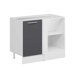 Alvinka Mutfak Modül Duz Alt 1K1R 105Cm Köşe Dolap Beyaz Antrasit Mdf