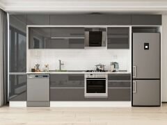 Alvinka 395X240 Cm High Gloss Mutfak Dolabı Mbb-E90B45S60-2 High Gloss | Antrasit - Suntalam