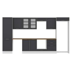 Alvinka 410X222 Cm Klasik Mebran Mutfak Dolabı Mbb-E90B60S60-3 Mebran | Antrasit - Suntalam