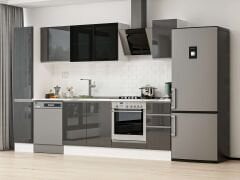 Alvinka 280X210 Cm High Gloss Mutfak Dolabı Mb-E80B40S40-3 High Gloss | Antrasit - Mdf