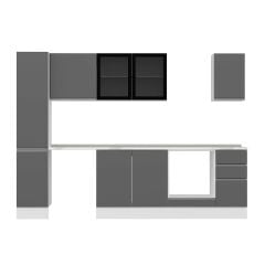 Alvinka 280X210 Cm High Gloss Mutfak Dolabı Mb-E80B40S40-3 High Gloss | Antrasit - Mdf