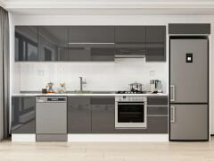Alvinka 375X222 Cm High Gloss Mutfak Dolabı Mb-E90S45S40-1 High Gloss | Antrasit - Mdf