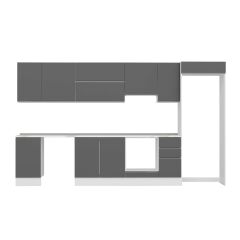 Alvinka 375X222 Cm High Gloss Mutfak Dolabı Mb-E90S45S40-1 High Gloss | Antrasit - Mdf