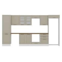 Alvinka 410X222 Cm Klasik Mebran Mutfak Dolabı Mbb-E90B60S60-3 Mebran | Kumtaşı - Suntalam