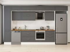 Alvinka 395X240 Cm Klasik Mebran Mutfak Dolabı Beyaz Beyaz Mbb-E90B45S60-2 Mebran | Antrasit - Suntalam