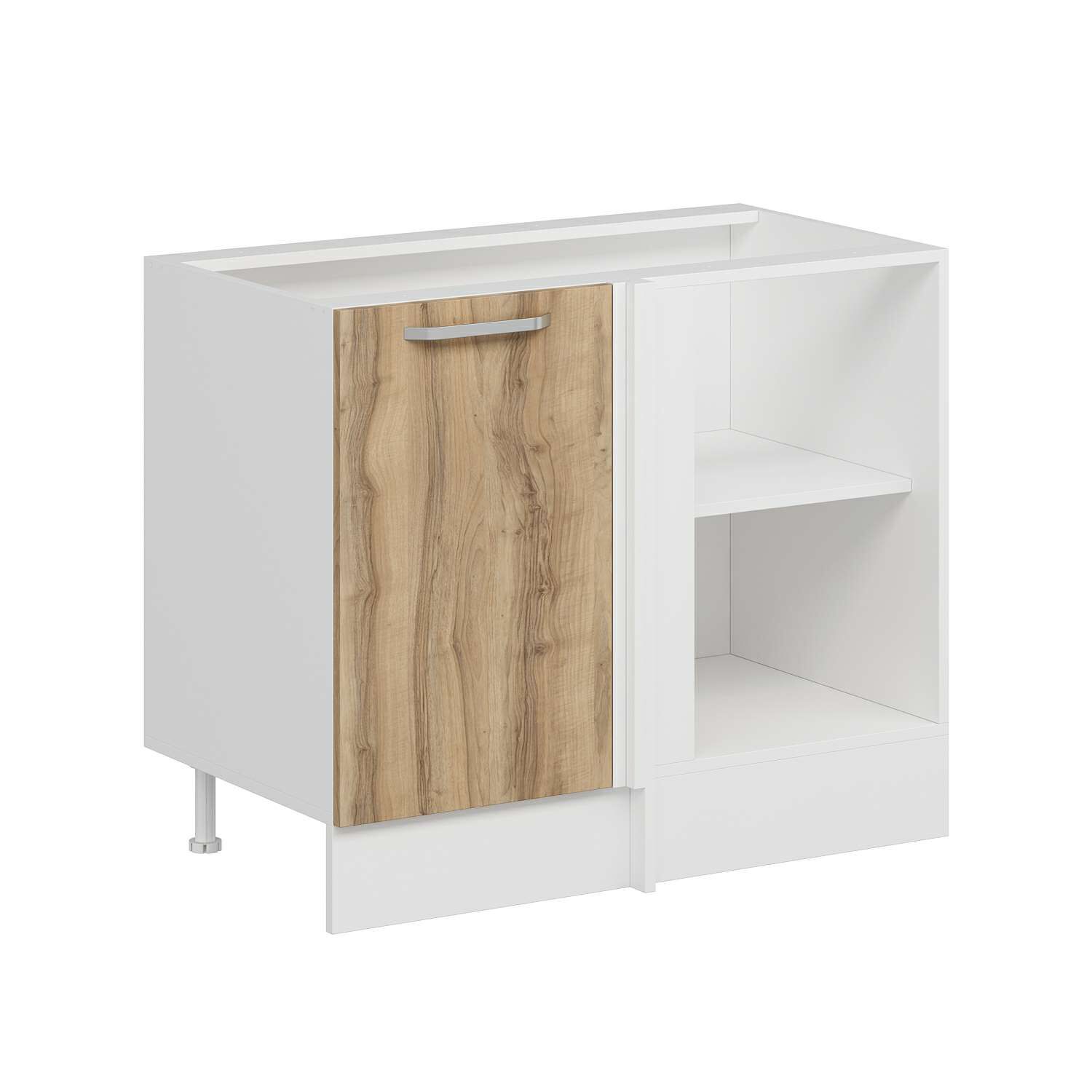 Alvinka Mutfak Modül Duz Alt 1K1R 105Cm Köşe Dolap Beyaz Dore Mdf