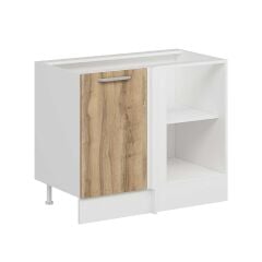 Alvinka Mutfak Modül Duz Alt 1K1R 105Cm Köşe Dolap Beyaz Dore Mdf