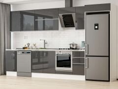Alvinka 375X222 Cm High Gloss Mutfak Dolabı Mb-E90S45S40-2 High Gloss | Antrasit - Suntalam