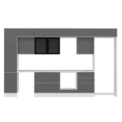 Alvinka 395X240 Cm High Gloss Mutfak Dolabı Mbb-E90B45S60-3 High Gloss | Antrasit - Suntalam