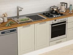 Alvinka 410X222 Cm Klasik Mebran Mutfak Dolabı Mbb-E90B60S60-3 Mebran | Kumtaşı - Mdf