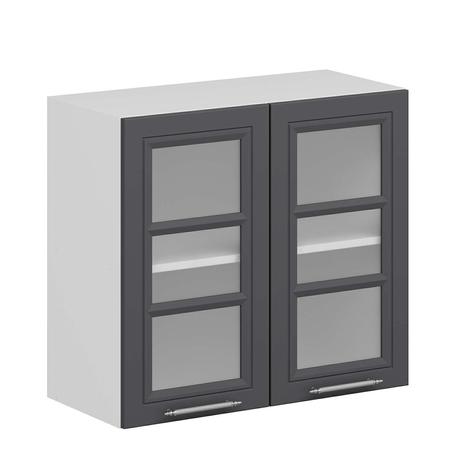 Alvinka Mutfak Modül Mbr_C Üst 2Dk1R 80-H72Cm Dolap Cam Beyaz Antrasit Suntalam