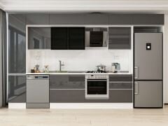 Alvinka 395X240 Cm High Gloss Mutfak Dolabı Mbb-E90B45S60-3 High Gloss | Antrasit - Mdf