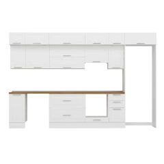 Alvinka 360X240 Cm Klasik Mebran Mutfak Dolabı Mb-E80S40S40-1 Mebran | Beyaz - Suntalam