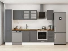 Alvinka 280X210 Cm Klasik Mebran Mutfak Dolabı Mb-E80B40S40-3 Mebran | Antrasit - Mdf