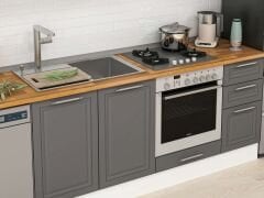 Alvinka 280X210 Cm Klasik Mebran Mutfak Dolabı Mb-E80B40S40-3 Mebran | Antrasit - Mdf