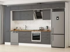 Alvinka 395X240 Cm Klasik Mebran Mutfak Dolabı Beyaz Beyaz Mbb-E90B45S60-2 Mebran | Antrasit - Mdf