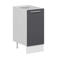 Alvinka Mutfak Modül Duz Alt 1K1R 40Cm Dolap Beyaz Antrasit Mdf