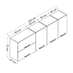 Minar 220 Cm Mutfak Dolabı Beyaz 220-B2-Üst Modül
