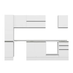 Alvinka 285X210 Cm High Gloss Mutfak Dolabı Mb-E80B40S45-2 High Gloss | Beyaz - Suntalam