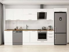 Alvinka 370X222 Cm Klasik Mebran Mutfak Dolabı Mb-E80S50S40-2 Mebran | Beyaz - Mdf