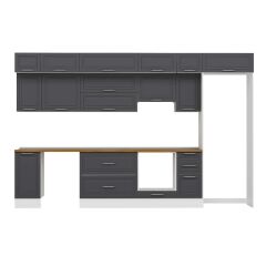 Alvinka 360X240 Cm Klasik Mebran Mutfak Dolabı Mb-E80S40S40-1 Mebran | Antrasit - Suntalam