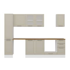 Alvinka 280X210 Cm Klasik Mebran Mutfak Dolabı Mb-E80B40S40-3 Mebran | Kumtaşı - Mdf