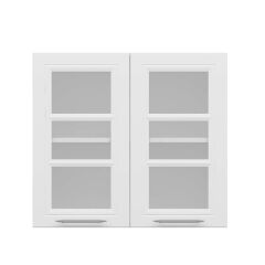 Alvinka Mutfak Modül Mbr_C Üst 2Dk1R 80-H72Cm Dolap Cam Beyaz Beyaz Mdf